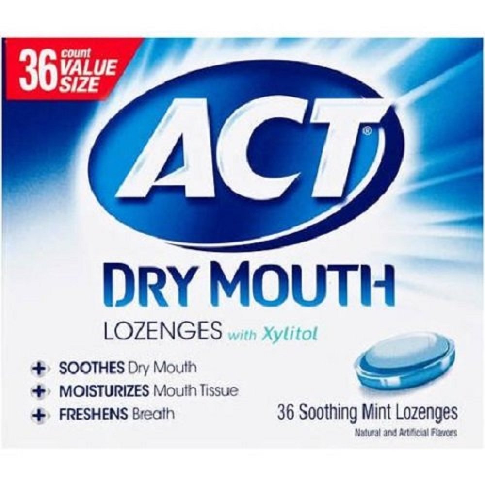 ACT Total Care Dry Mouth Lozenges Mint Flavor - 36 Count Per Box (2 Pack) | Soothes Dry Mouth & Freshens Breath | Perfect for Travel, Work & Nighttime Relief