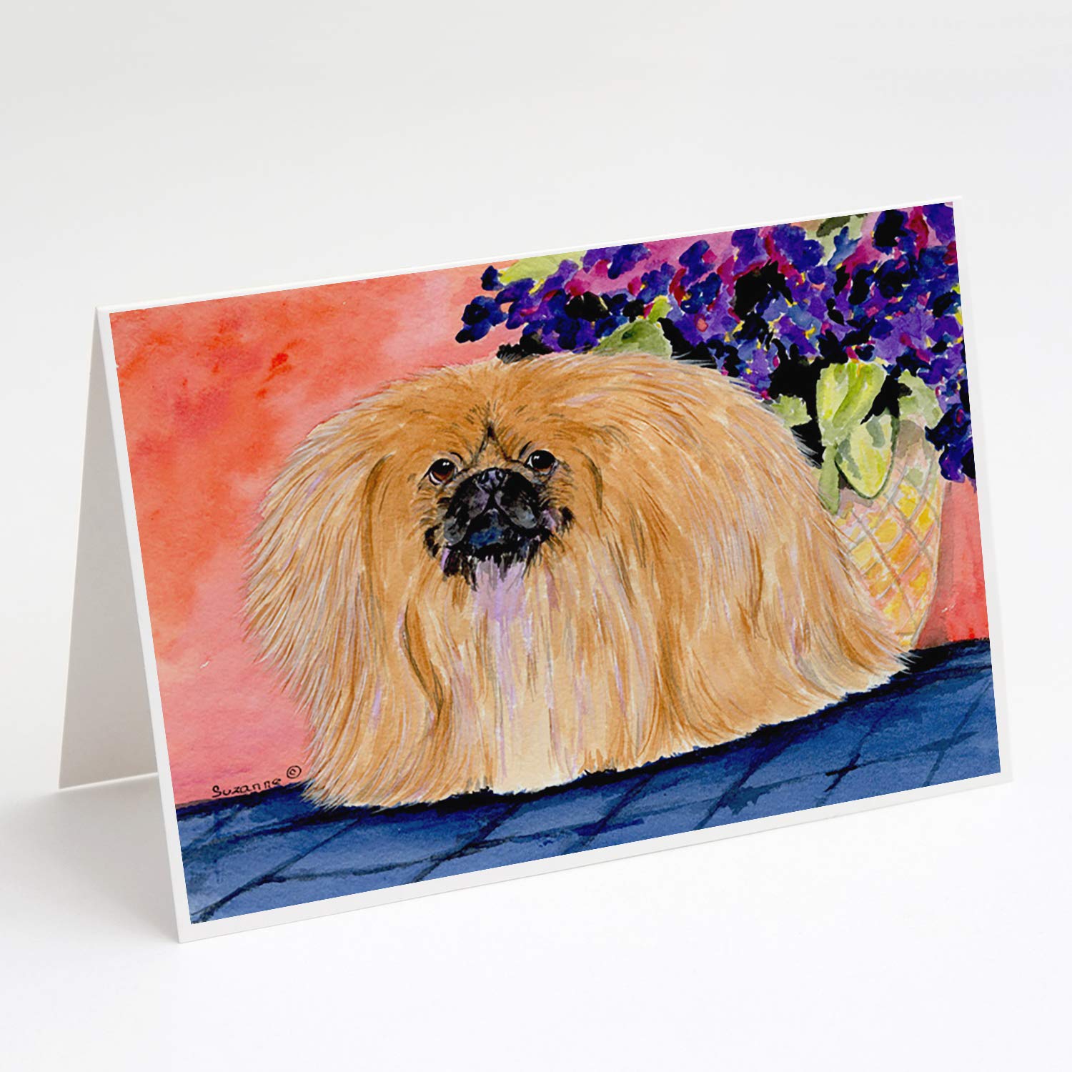 Pekingese Greeting Cards & Envelopes Set - Pack of 8 Blank A7 Note Cards (5x7 Inches) for Birthdays, Thank You Notes & Special Occasions | Whimsical Dog Lover Stationery