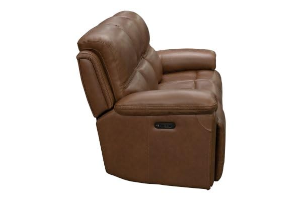 Barcalounger Sedrick Power Reclining Sofa with Power Headrests - Spence Caramel Leather Living Room Couch for Home Theater & Family Relaxation