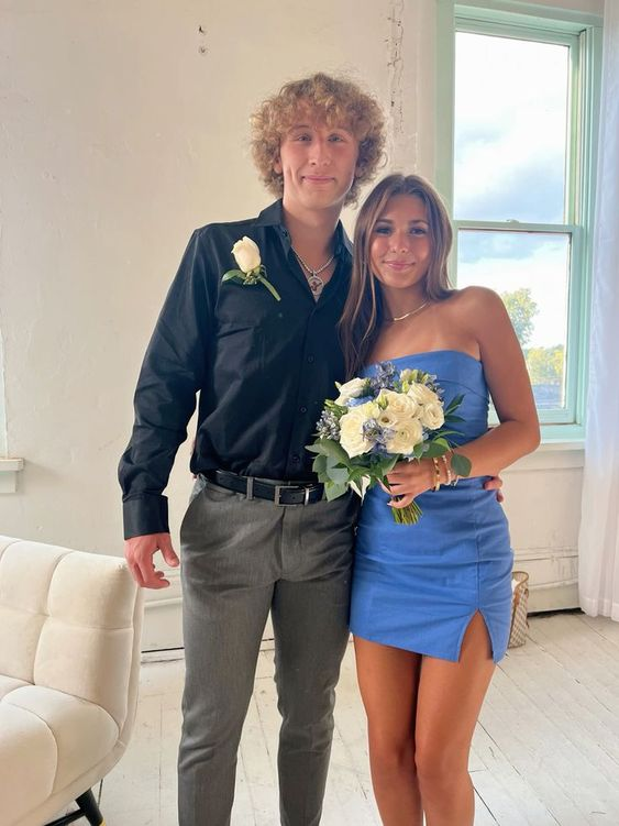 Elegant Blue Sheath Homecoming Dress - Short Prom Dress for Women, Perfect for Parties, Dances & Special Occasions