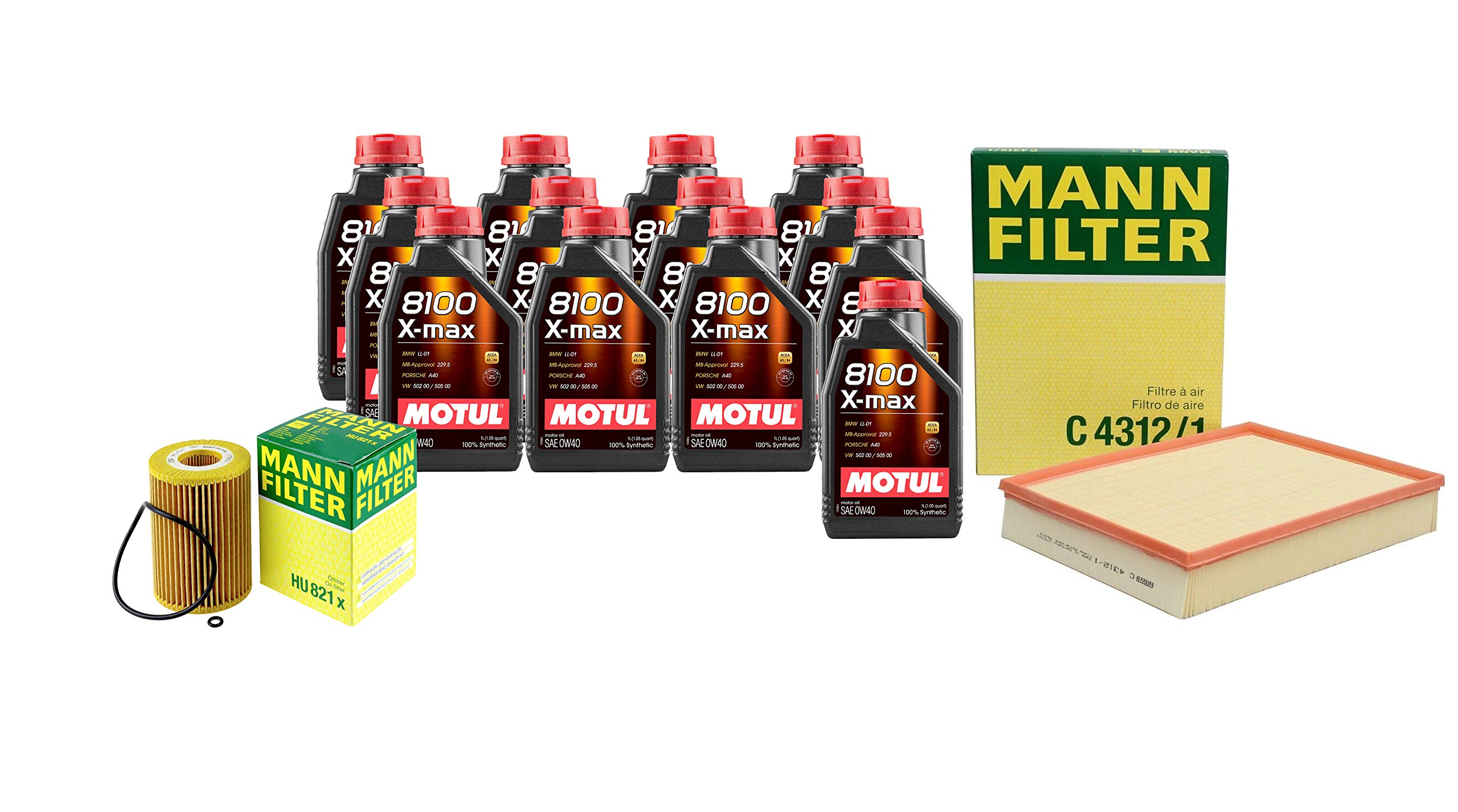 13L 8100 XMAX 0W40 Oil Change Kit with Air Filter for 2010-2019 Mercedes Sprinter 2500 3.0L V6 Turbo Diesel (W906 W907) - MB-Approval 229.5 - Complete Engine Maintenance Solution for Smooth Performance & Longevity