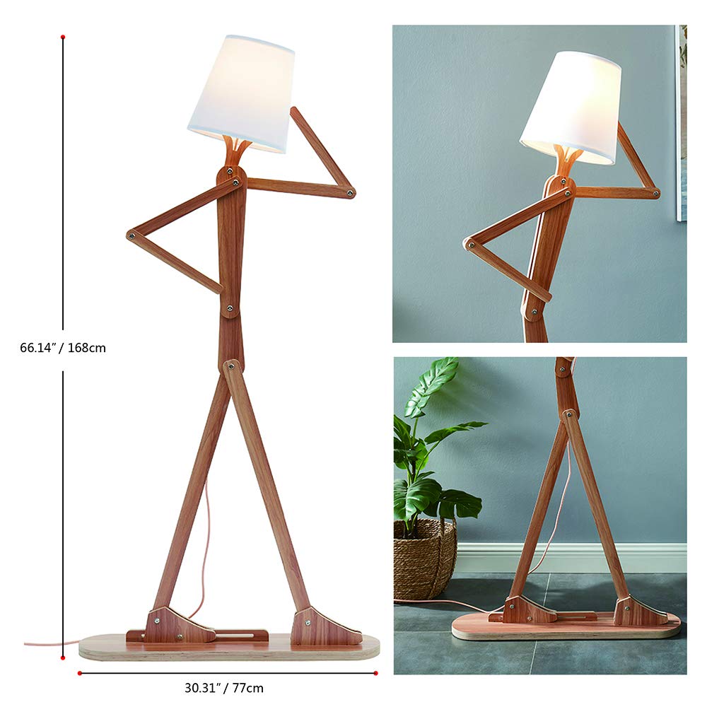 Modern Wooden Floor Lamp with Adjustable Brightness - Stylish Reading Light & Adorable Dog Design for Living Room, Bedroom, or Study - Perfect for Cozy Nights and Home Decor