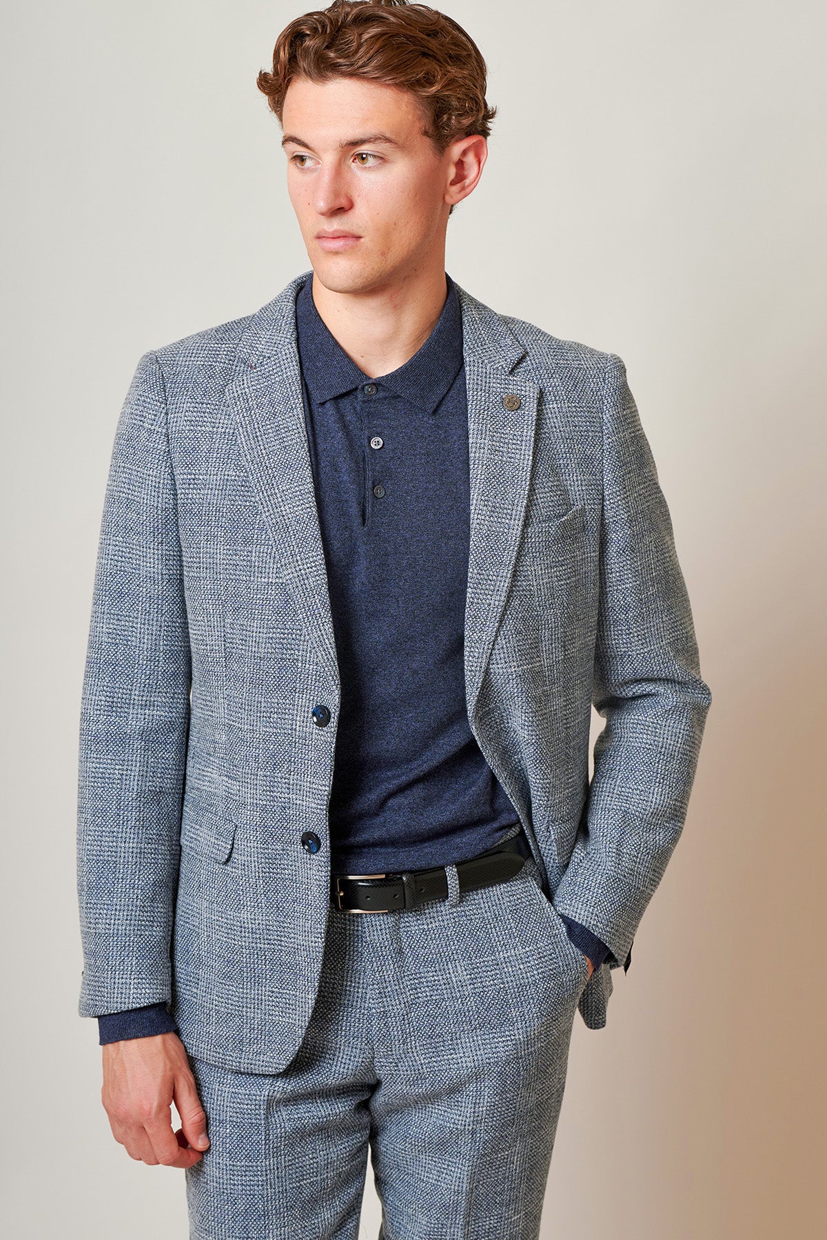 Everton FC Tim Iroegbunam Sky Blue Tweed Suit - Official Football Player Outfit for Matchday & Special Events