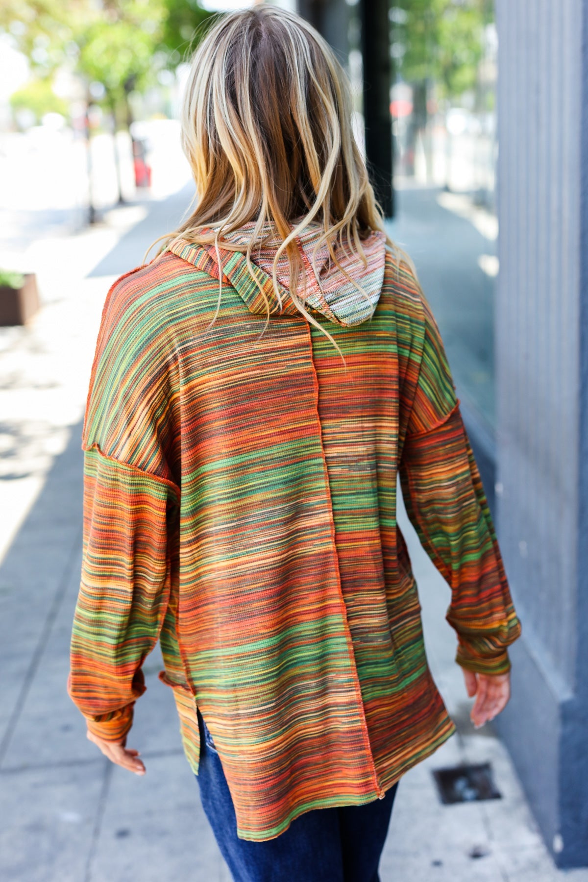 Orange & Green Space Dye Thermal Hoodie - Cozy Winter Pullover for Men & Women - Perfect for Outdoor Activities, Camping, and Cold Weather