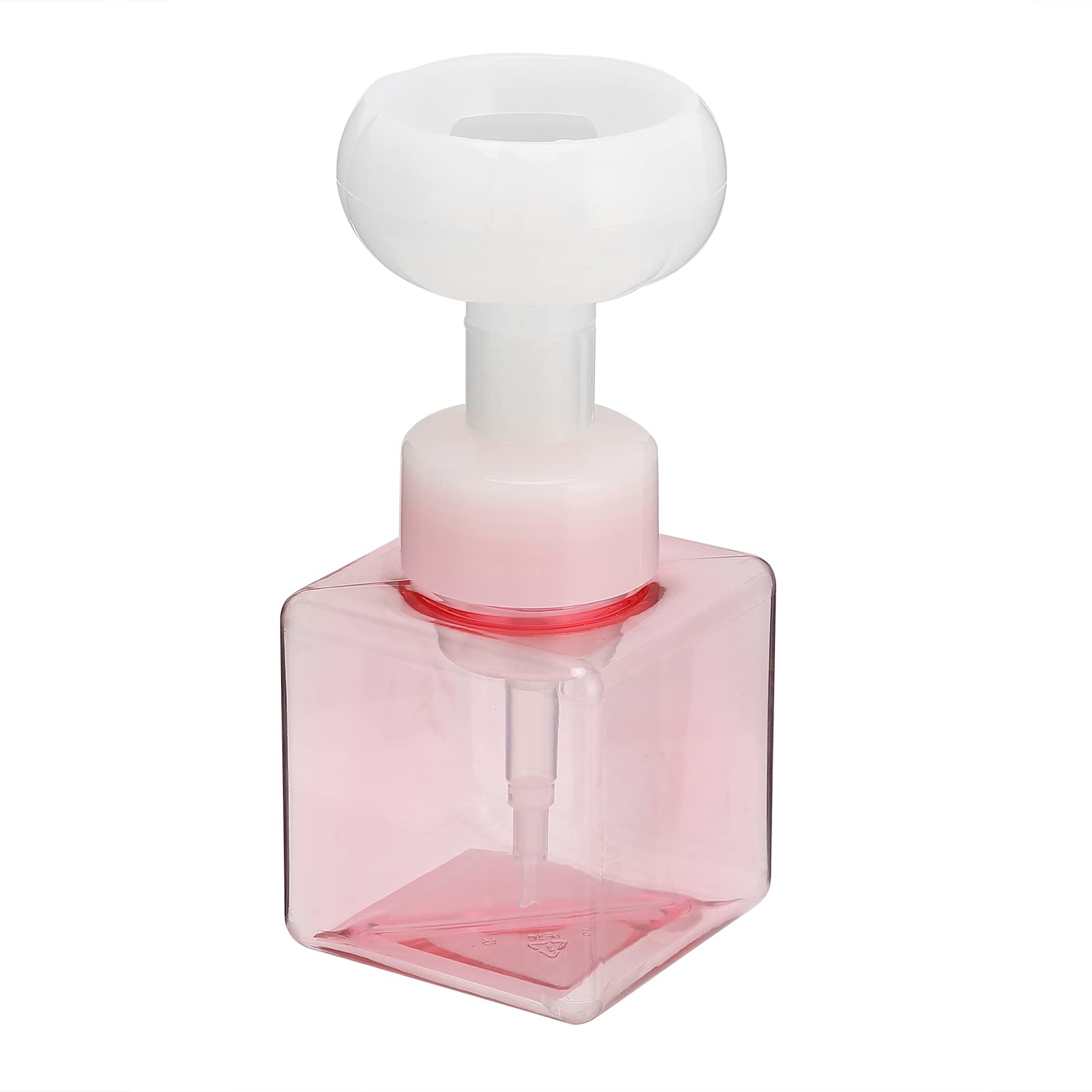 Premium Foam Dispenser Bottles - Square Transparent Pink Floral Design for Lotion, Shampoo & Shower Gel | Perfect for Bathroom, Salon & Travel Use