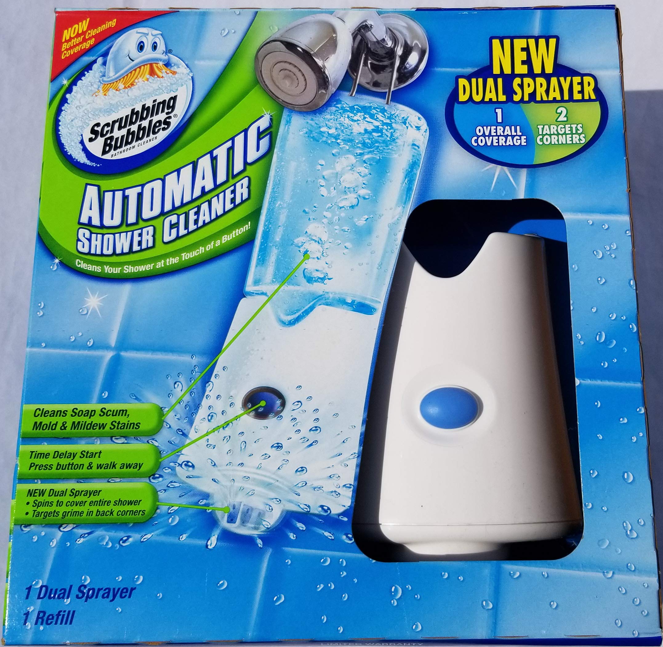 Scrubbing Bubbles Automatic Shower Cleaner Kit with 34 oz Bottle - Effortless Bathroom Cleaning for Sparkling Tiles & Glass (Perfect for Daily Shower Maintenance & Deep Cleaning)