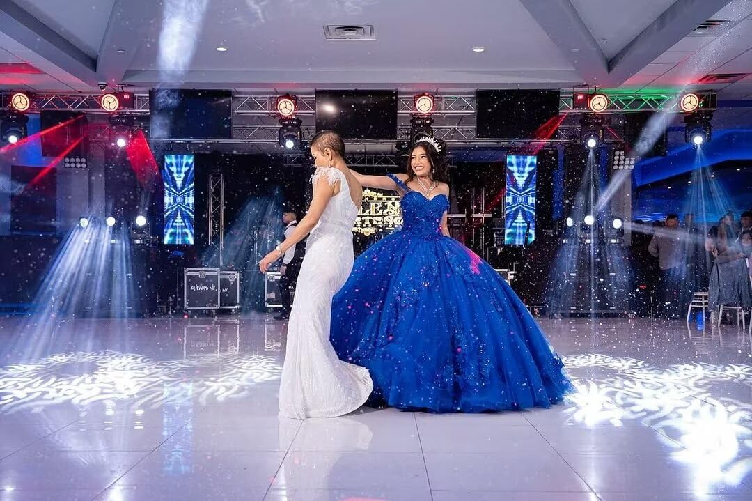 Elegant Mouccy Princess Beaded Off-Shoulder Quinceanera Dress | 3D Floral Prom Ball Gown for Women | Sparkly Tulle Sweet 16 Party Dress | Perfect for Quinceañeras, Prom Nights & Formal Events