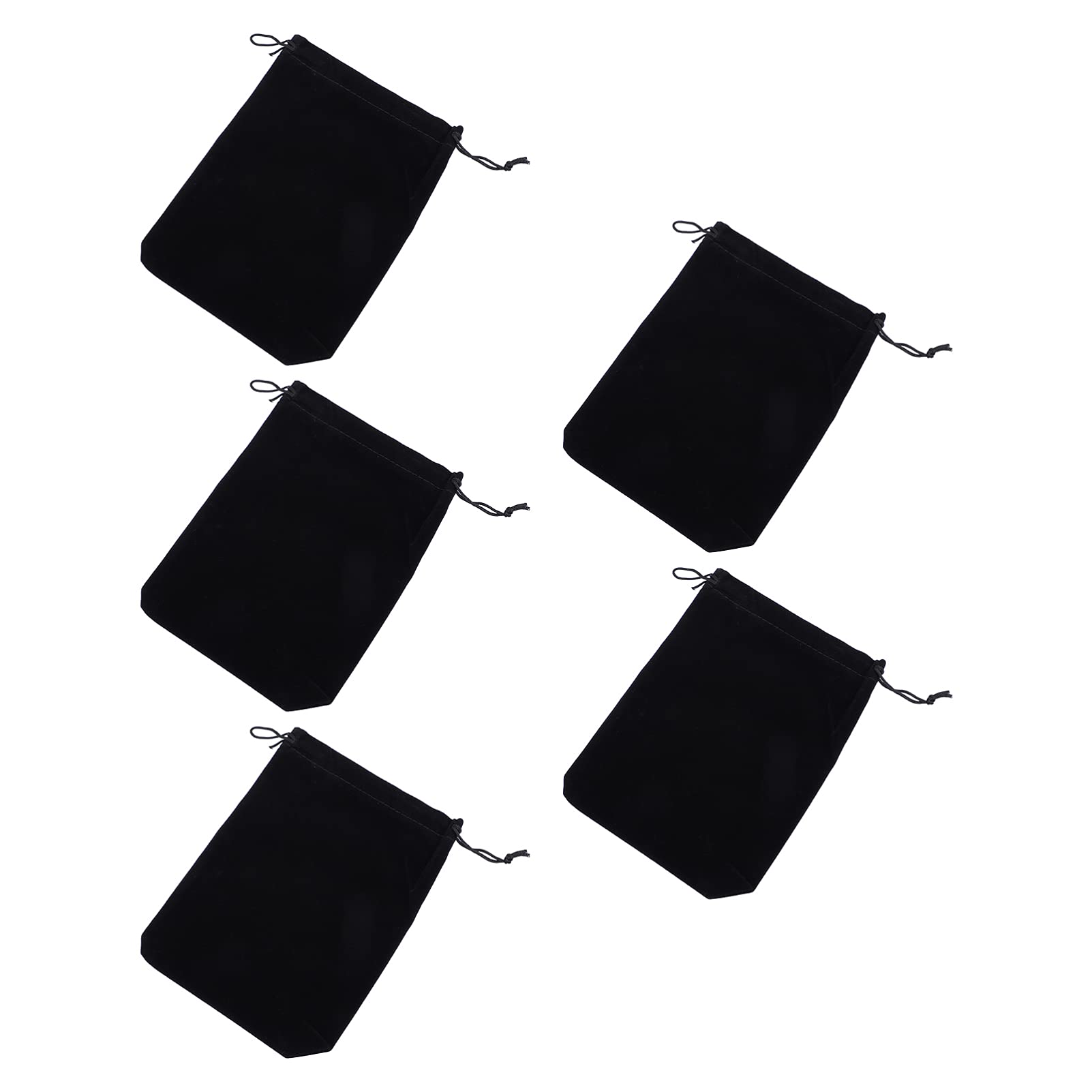 BESTOYARD 5-Pack Black Drawstring Gift Bags - Small Flannel Pouch for Jewelry, Tarot Cards, Dice & Party Favors | Perfect for Weddings, Birthdays & Special Occasions