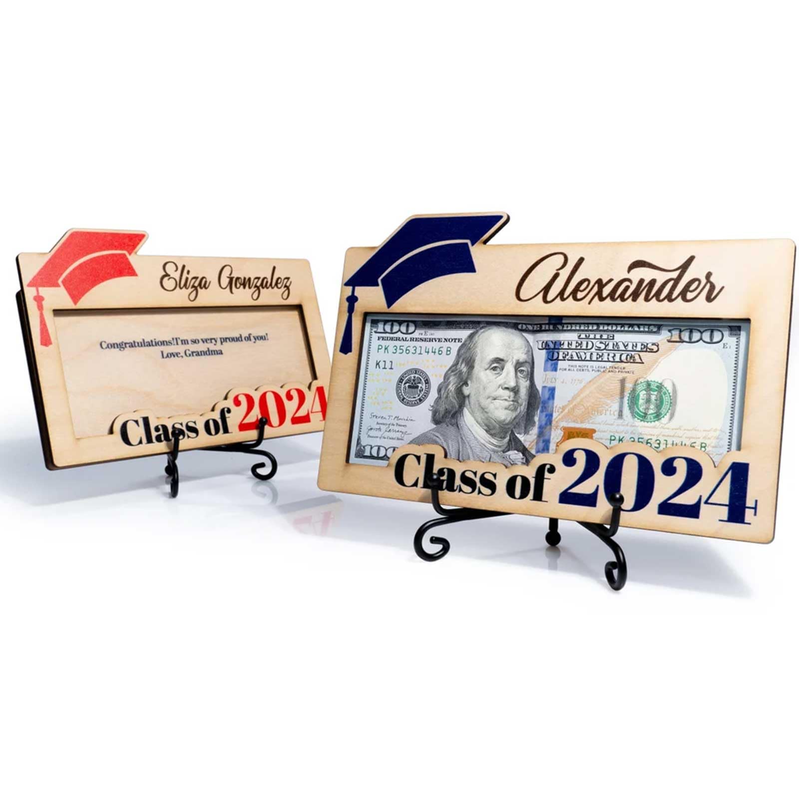 Personalized Wooden Graduation Money Clip - Custom Engraved 2024 Graduation Gift for Him/Her - Unique Cash Gift for Graduates - Perfect for High School & College Graduation Parties