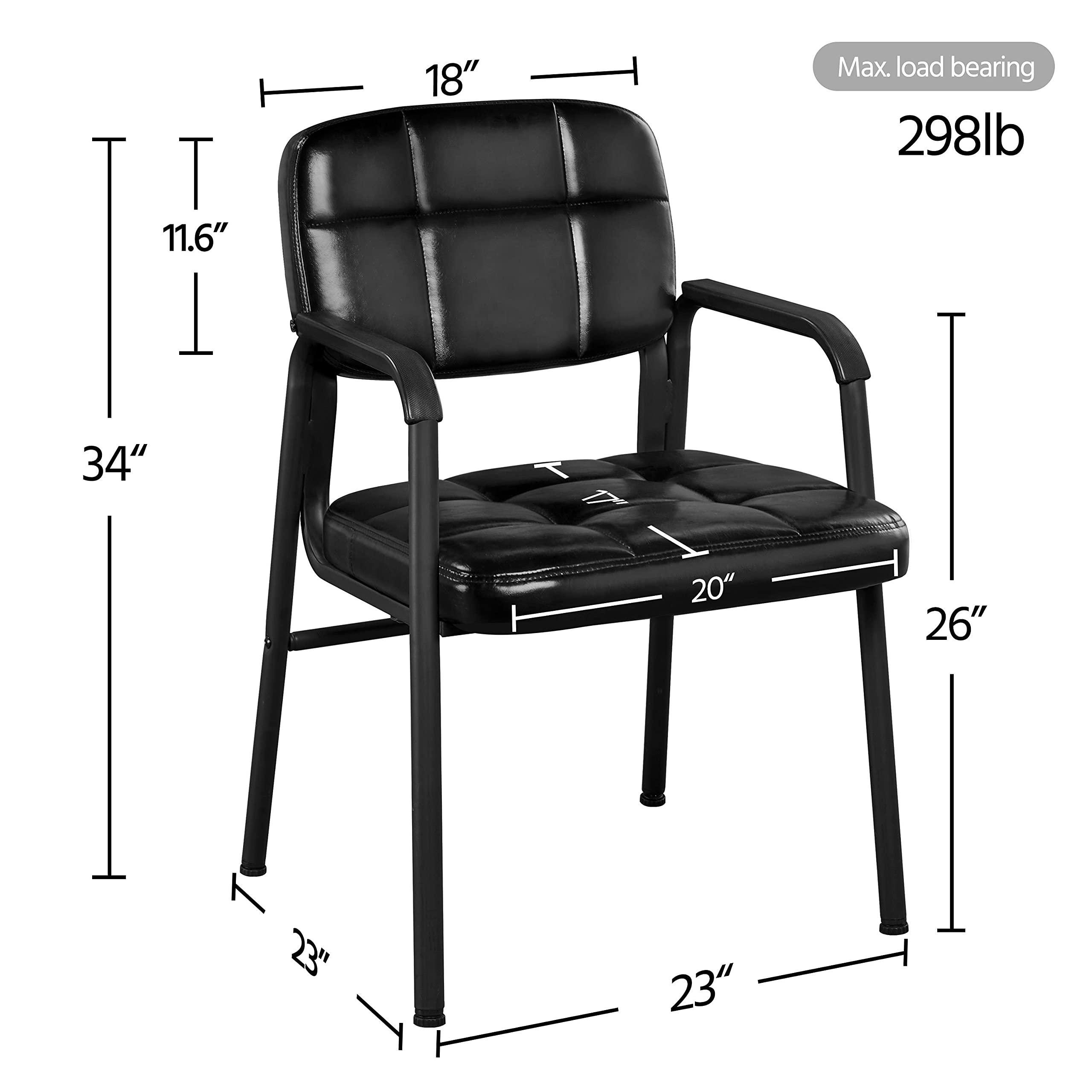 Yaheetech 4-Piece Black Leather Office Reception Chairs Set - Executive Guest Chairs with Ergonomic Design & Upholstered Lumbar Support for Waiting Room, Conference Room, or Home Office