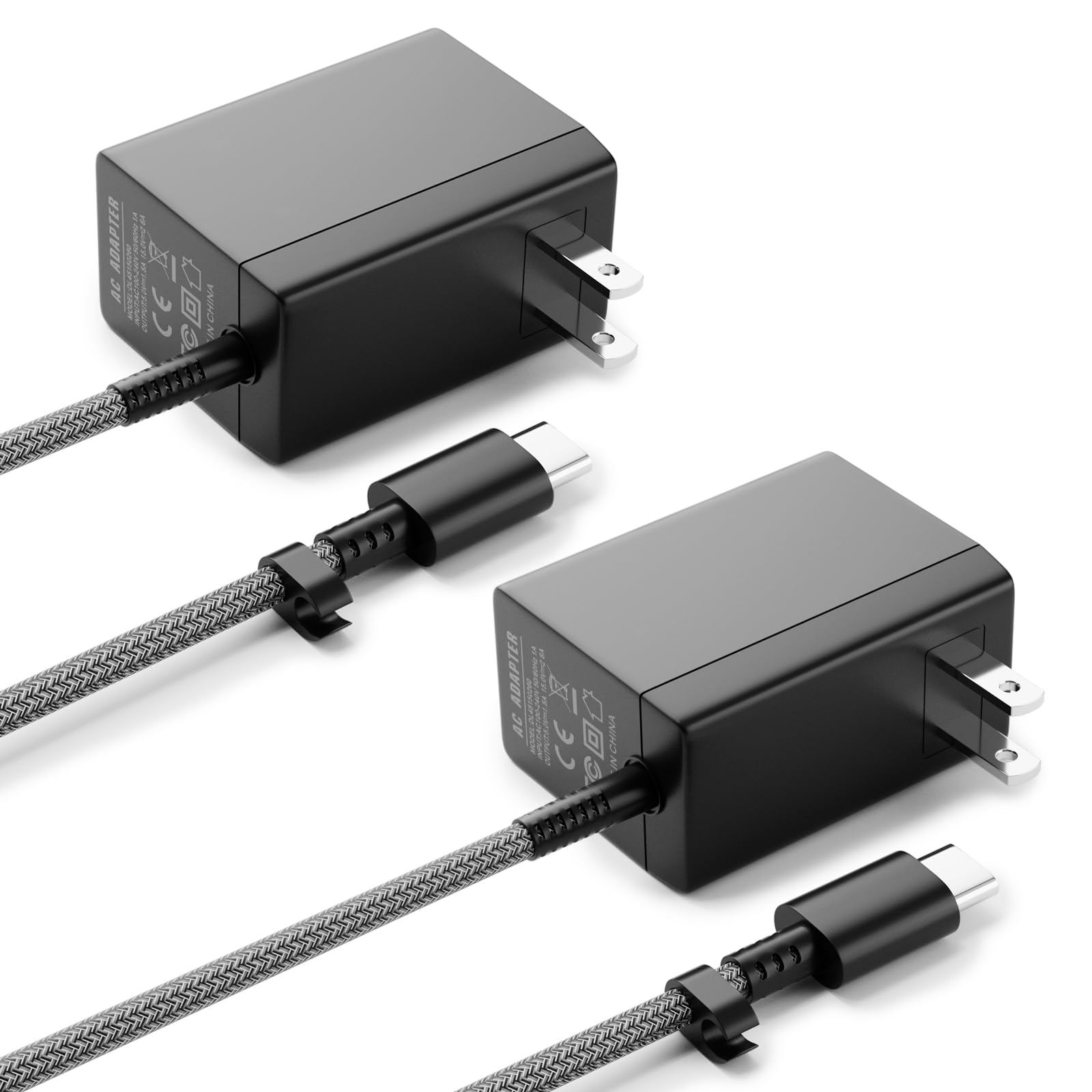 Nintendo Switch Charger [2 Pack] - 15V/2.6A AC Power Adapter with 5.5FT Cable for Switch/Switch Lite/Switch OLED/Dock - Fast Charging for TV Mode & Portable Gaming - Perfect for Travel, Home & On-the-Go Use