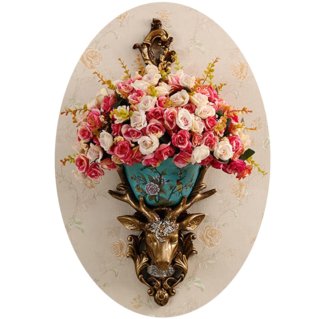 Vintage Stag Head Sculpture Wall Vase - Retro Deer Head Wall Mounted Decor for Living Room, Bedroom, Home - Creative Hanging Flower Vase for Rustic, Farmhouse & Modern Interior Design