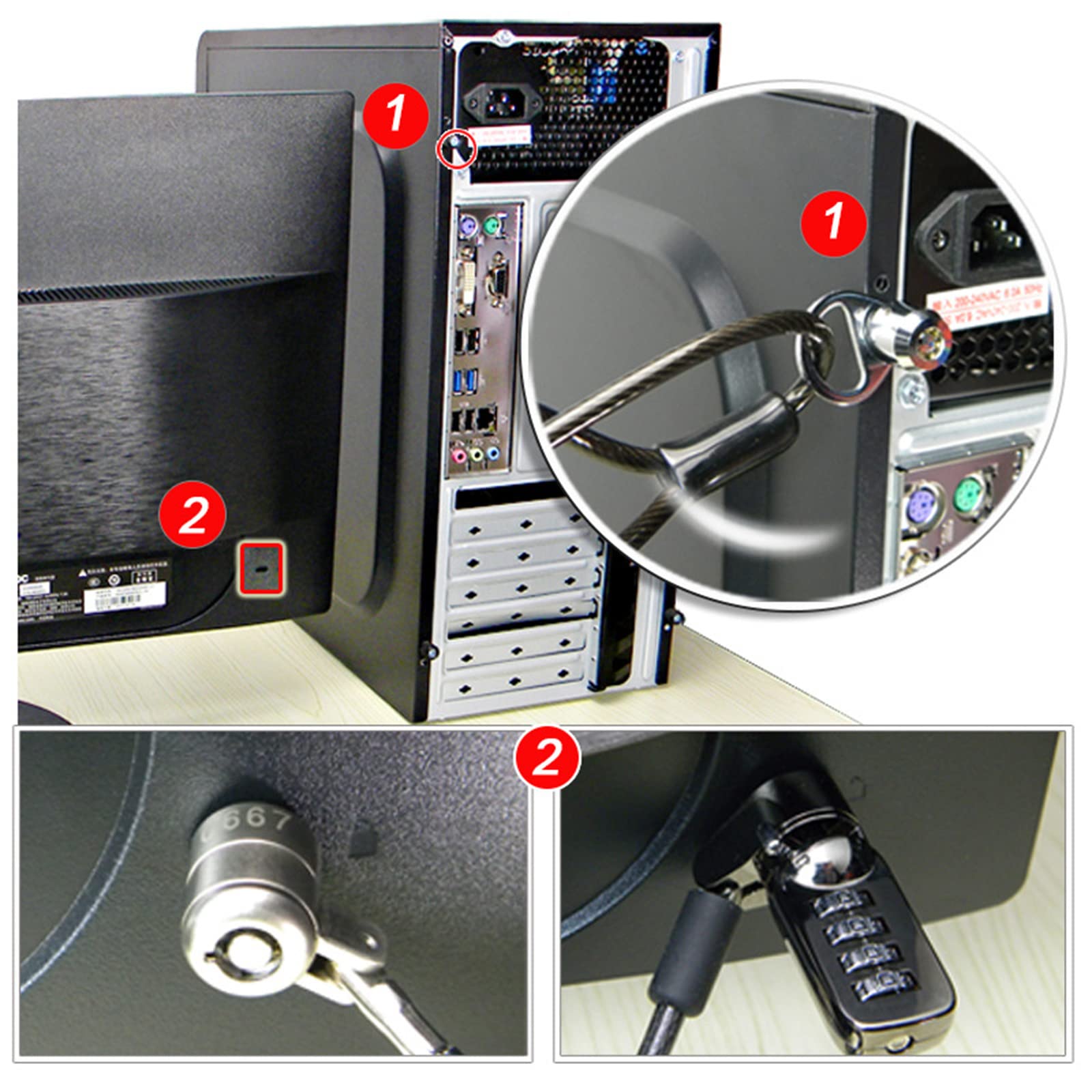 Computer Case Screw Lock - Anti-Theft PC Chassis Lock with Keys for Desktop Computer Security (Silver) | Perfect for Office, Home & Gaming PC Protection