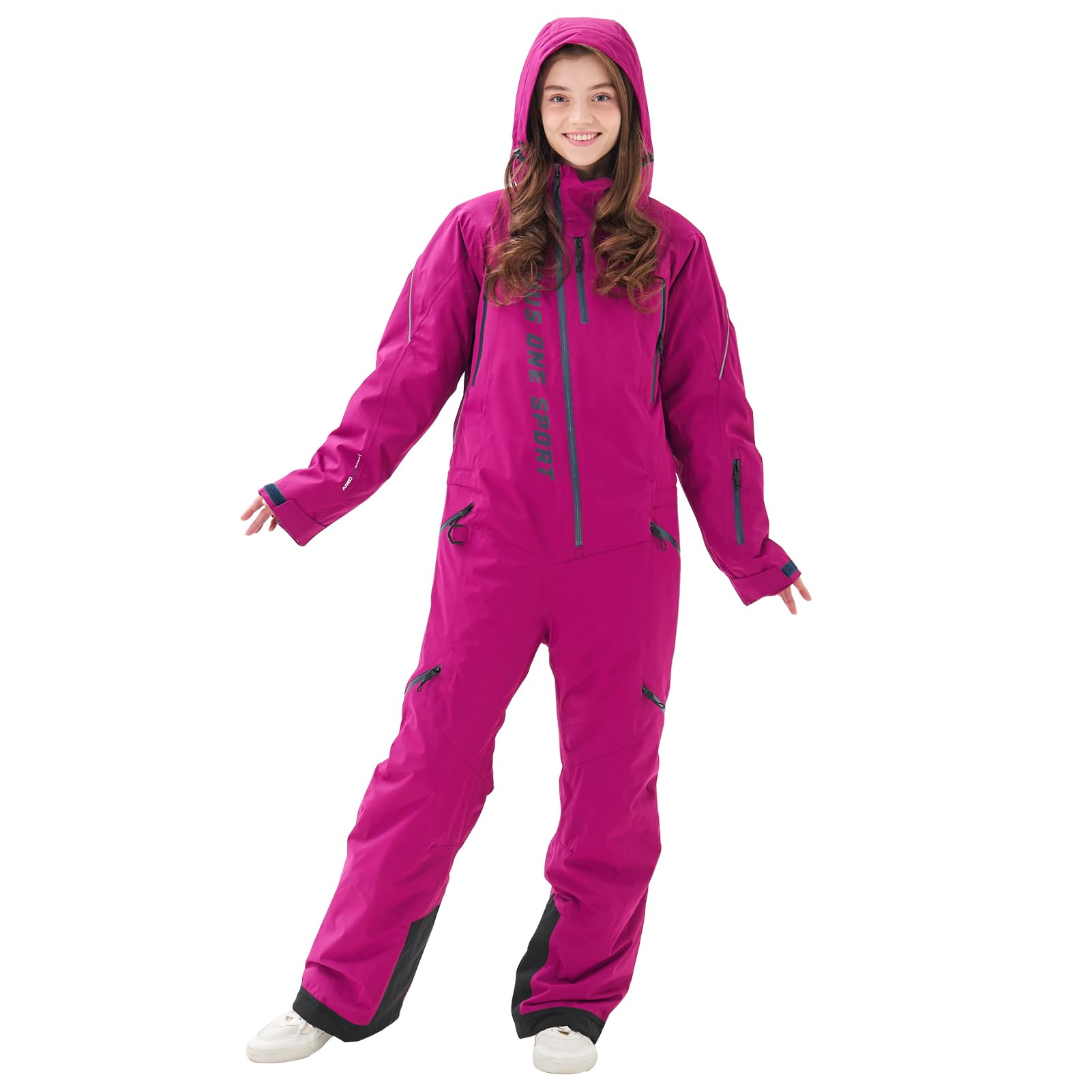 Waterproof Insulated Women's Ski Suit - Warm Removable Hood Snow Jumpsuit for Skiing & Snowboarding | Winter Sports & Outdoor Activities