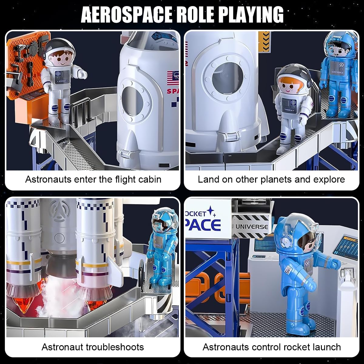 2-in-1 Rocket Launcher & Space Shuttle STEM Building Toy for Kids Ages 3-12 | Educational Aerospace Model with Mini Projector | Perfect Gift for Boys & Girls | Space Exploration Pretend Play & STEM Learning Activity