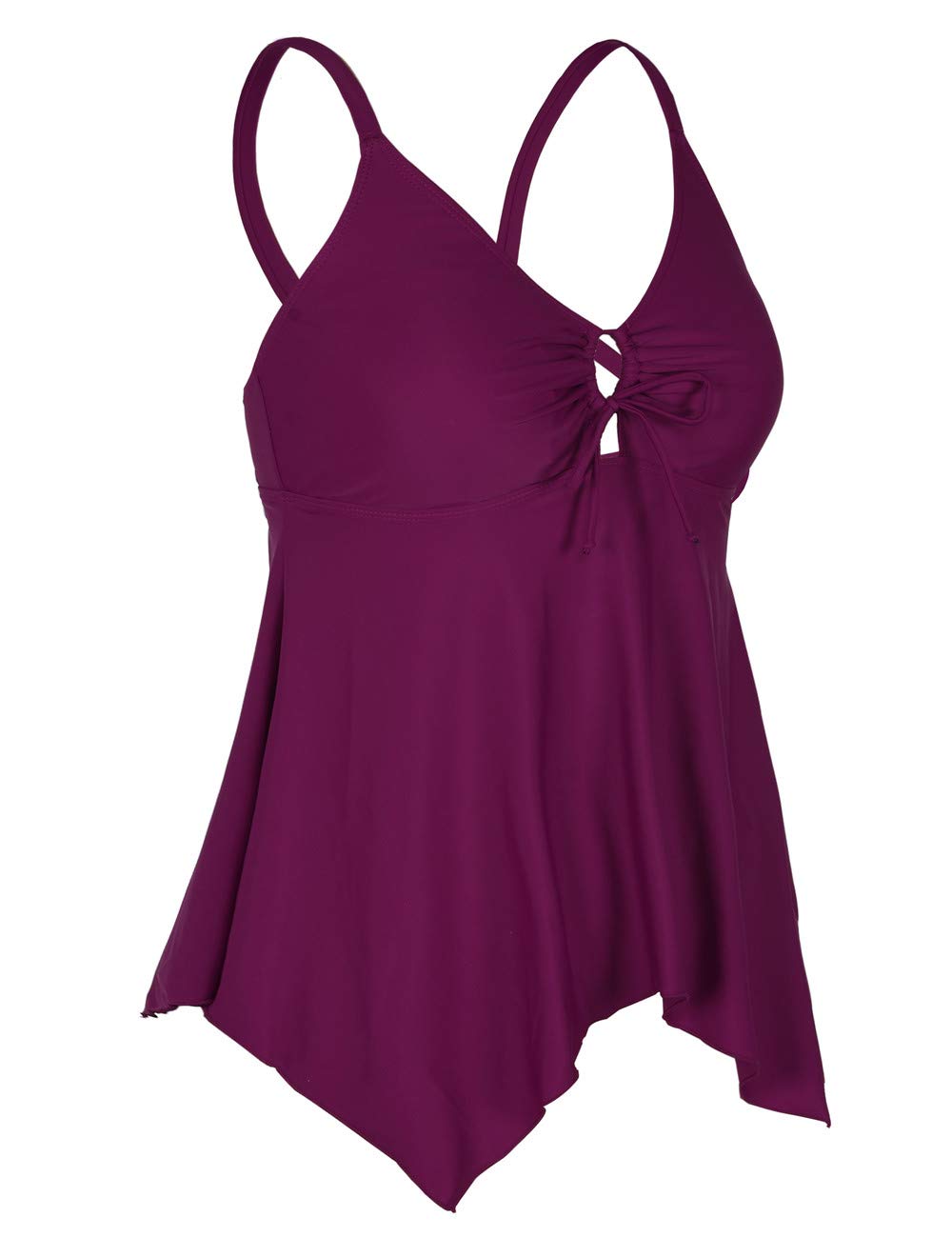 Firpearl Women's Modest Flowy Crossback Tankini Swimsuits - Plus Size Bathing Suit Top for Beach, Pool & Summer Vacation | Comfortable Swimwear for Curvy Women