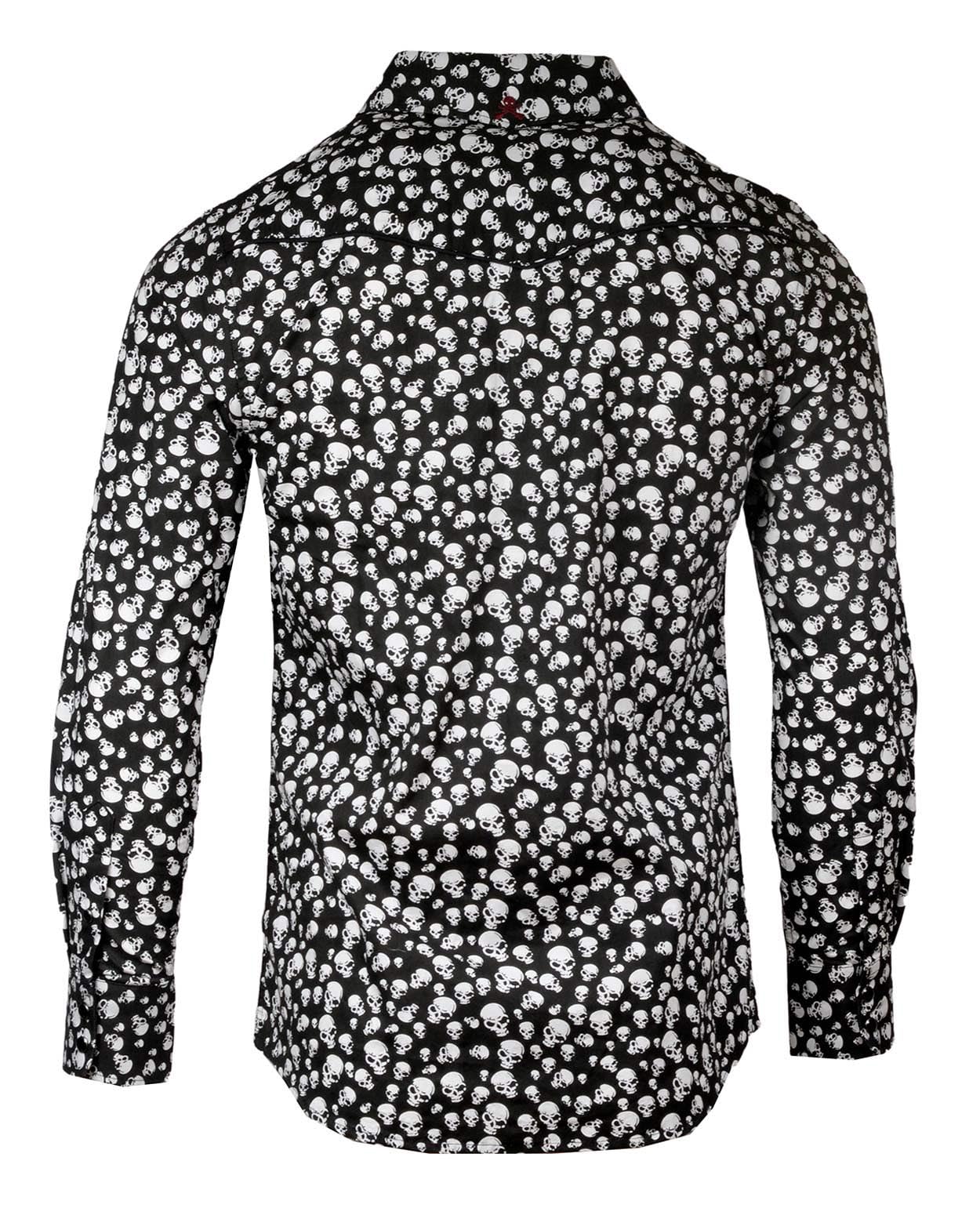 Rock Roll n Soul Men's 'I'm Your Boogieman' Skull Print Long Sleeve Button-Up Shirt 814 | Gothic Fashion, Halloween Costume & Rock Concert Outfit