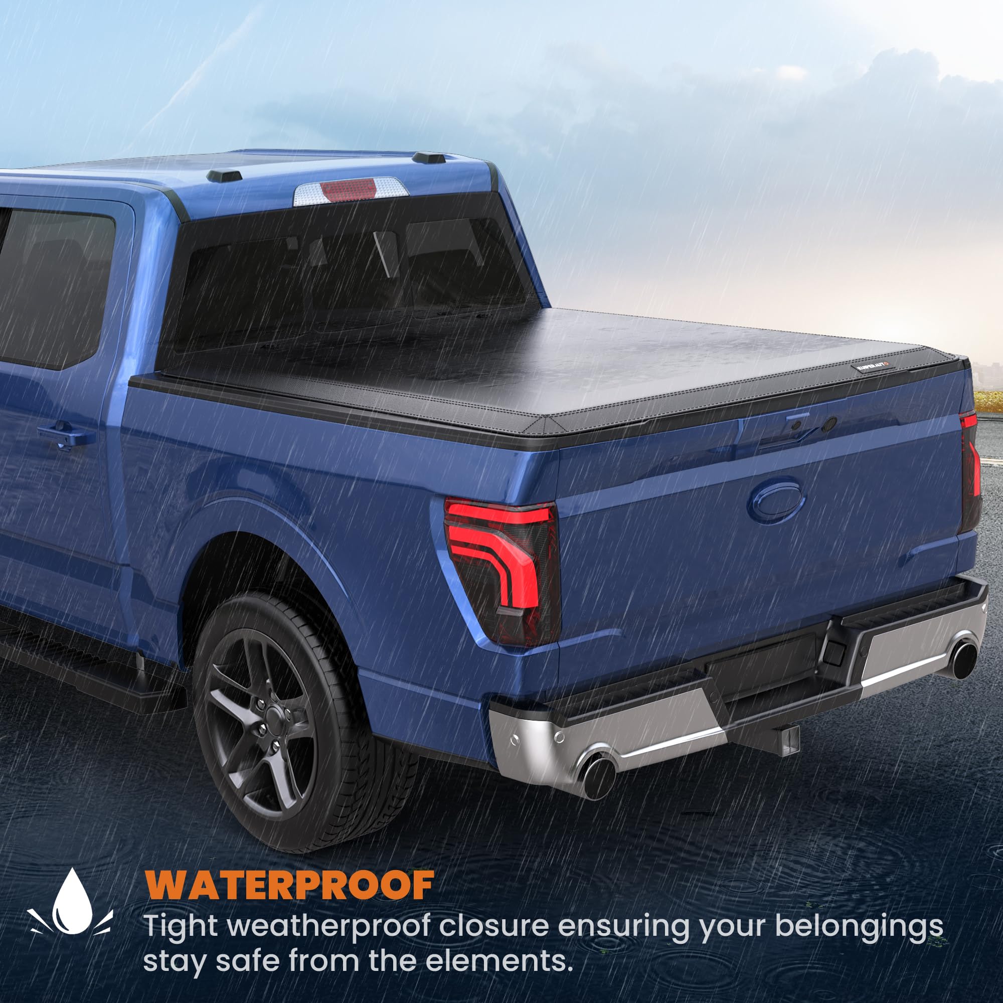 2025 Ford F150 F-150 5.5FT Quad 4-Flip Soft Tonneau Cover | Waterproof Truck Bed Cover for 2015-2024 Models | Perfect for Camping, Hauling & Outdoor Adventures