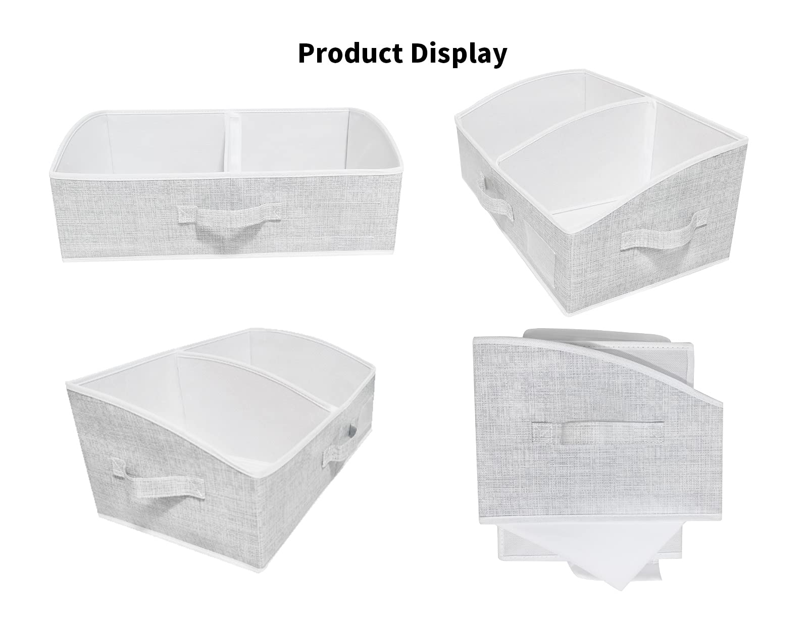 3-Pack Large Foldable Fabric Storage Bins - Trapezoid Closet Organizer for Clothes, Toys, Towels, Books & DVDs - Grey Collapsible Baskets (20