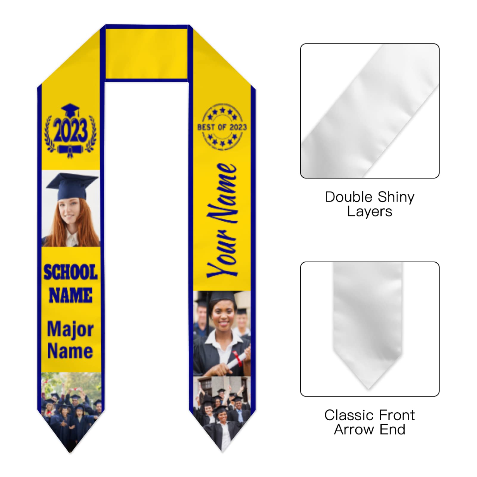 Custom Graduation Stole 2025 - Personalized with Photo, Name & School - Class of 2025 Graduation Gift for High School & College - Perfect for Commencement Ceremonies & Photo Keepsakes