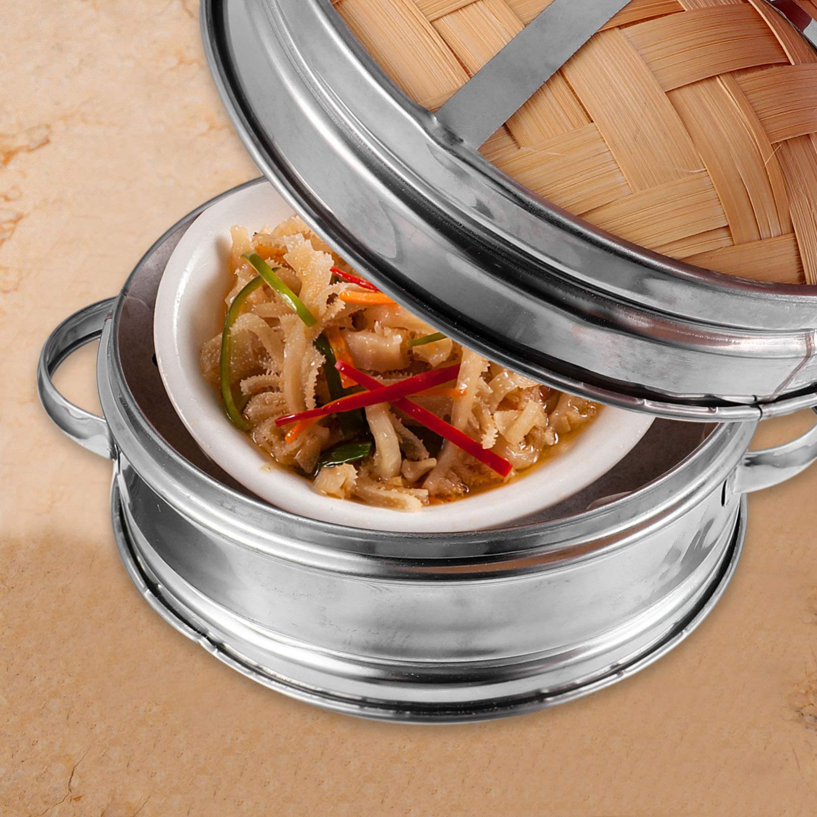Yardwe Steamer Basket with Lid - Kitchen Gadget for Healthy Cooking