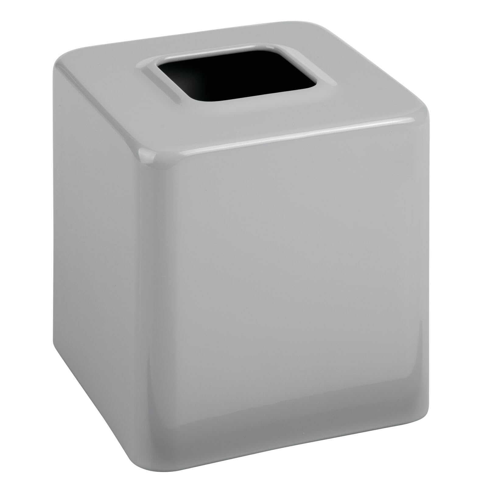 Modern Gray Metal Square Tissue Box Cover - Stylish Facial Tissue Holder for Bathroom Vanity, Bedroom Dresser, Nightstand, Desk & Office Decor - Unity Collection - Perfect for Home & Office Organization
