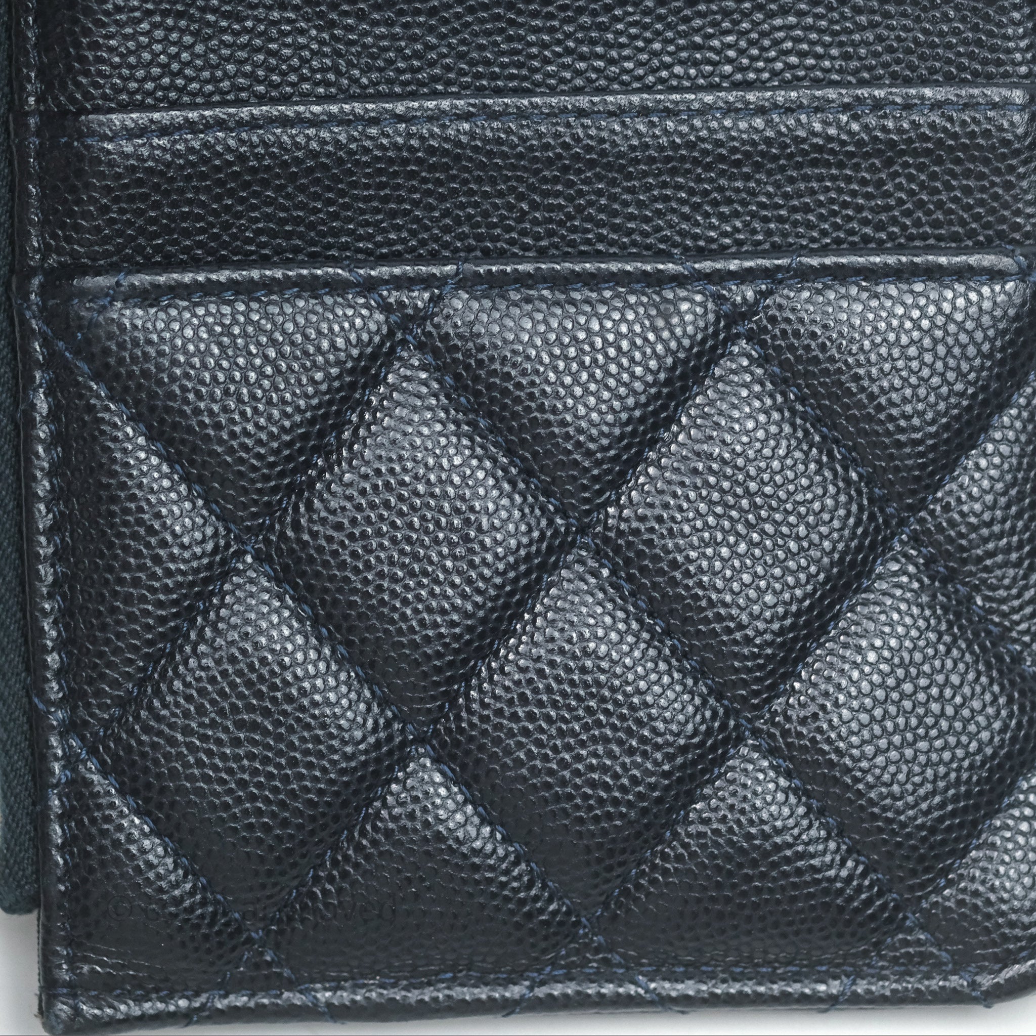 Chanel Classic Flat Navy Blue Caviar Leather Wallet Pouch with Gold Hardware - Perfect for Everyday Use & Luxury Gift Giving