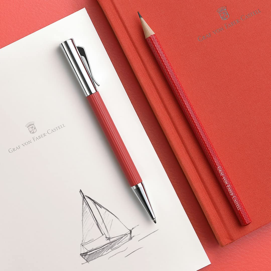 Graf von Faber-Castell Tamitio India Red Ballpoint Pen - Black Ink 0.5mm Refill | Premium Writing Instrument for Business, Gifts & Luxury Collectors