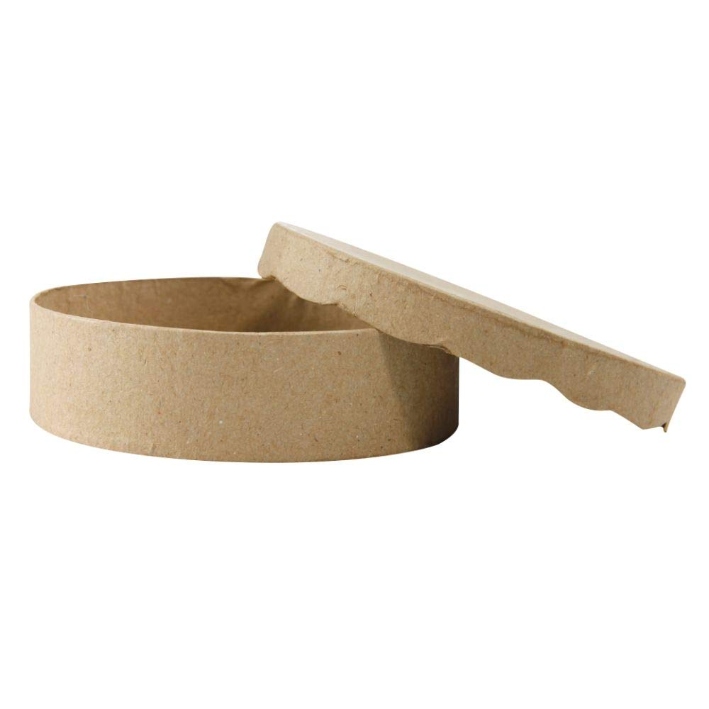 Handmade Round Papier Mache Box for DIY Craft Decor - 11 x 11 x 3cm - Perfect for Scrapbooking, Gift Wrapping & Home Decoration with PaperPatch Glue, Glitter & Paints