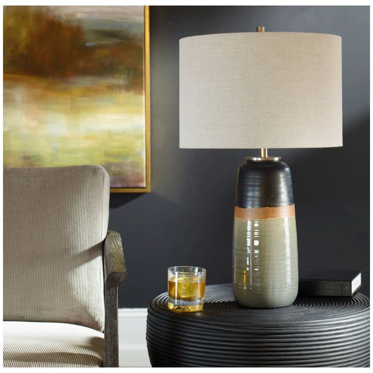 Everett Gray Table Lamp - Modern LED Desk Lamp with Adjustable Brightness for Bedroom, Living Room & Office - Perfect for Reading, Working & Decor