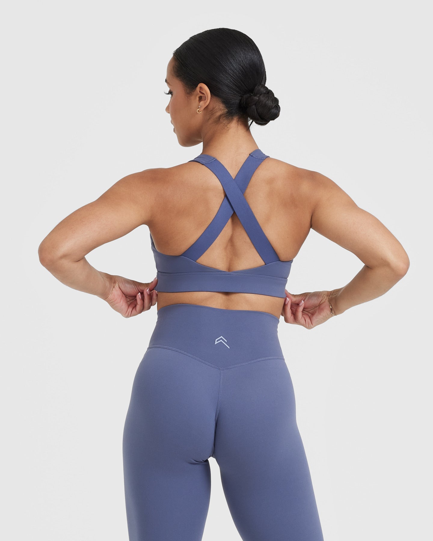 Timeless Wide Strap Sports Bra for Women - High Support Workout Top in Slate Blue | Perfect for Yoga, Running & Gym Fitness Activities