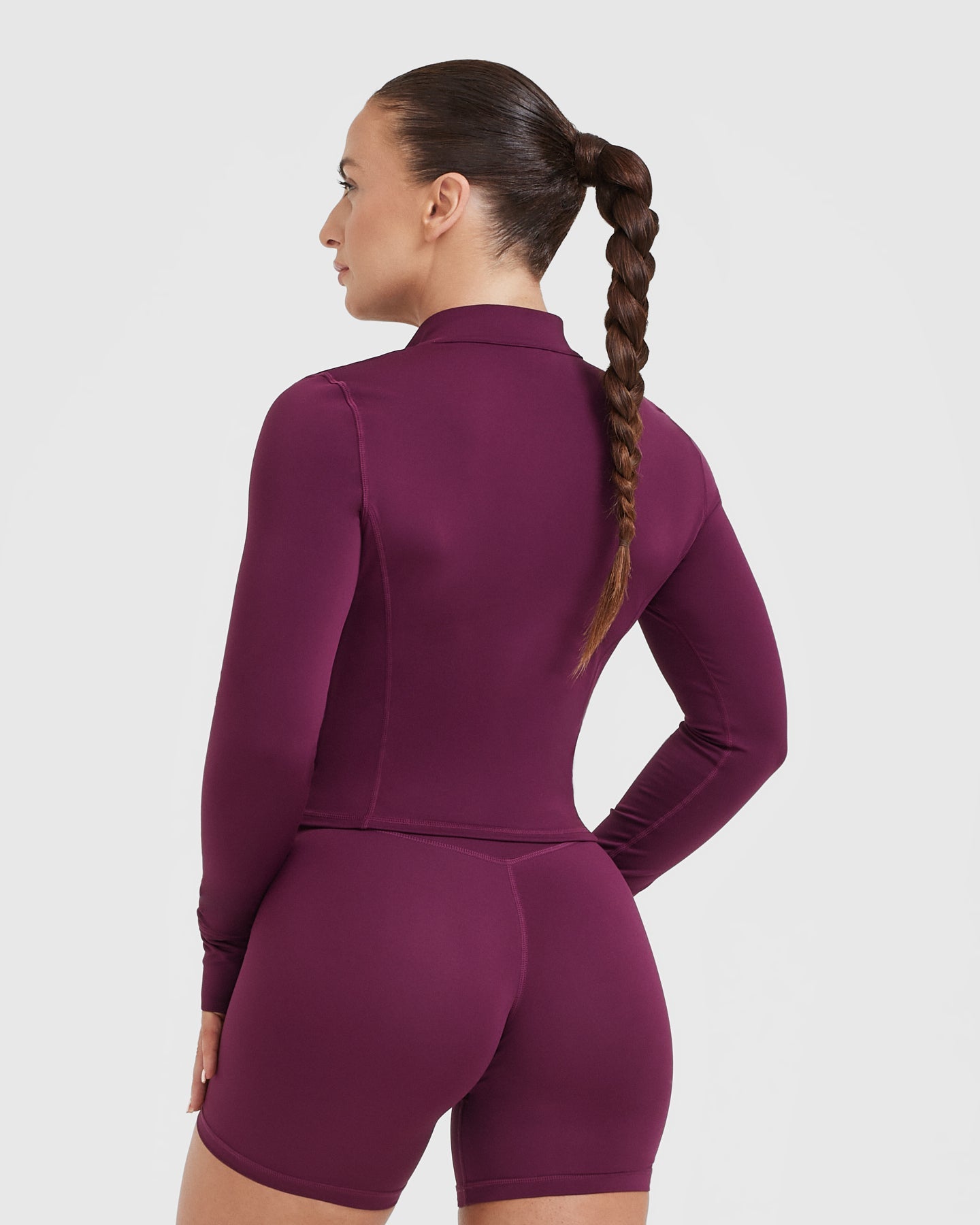 Timeless Half Zip Mid-Long Sleeve Top for Women | Soft Stretch Casual Pullover in Ripe Fig Color | Perfect for Workouts, Hiking & Everyday Wear