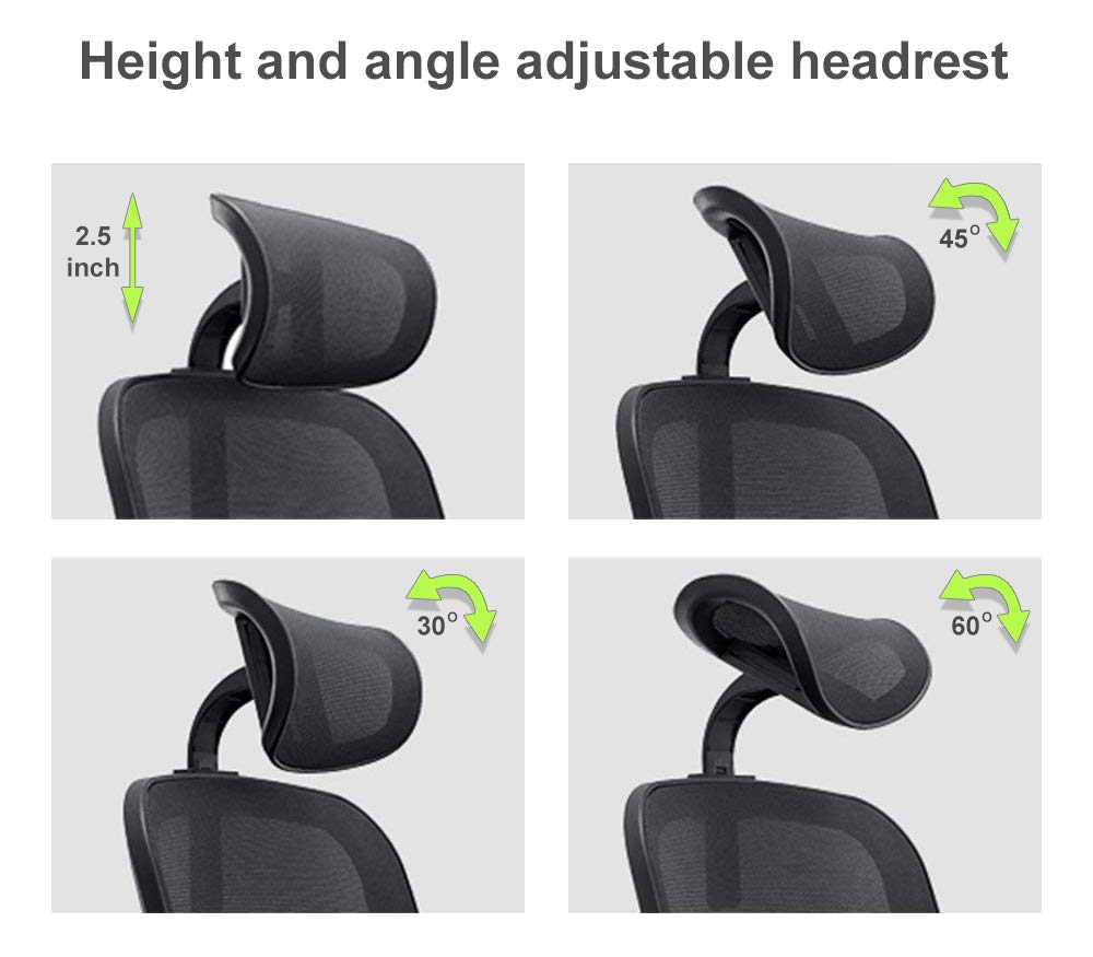 2xhome High Back Mesh Office Chair with Adjustable Headrest & Lumbar Support - for Home & Executive Workspaces