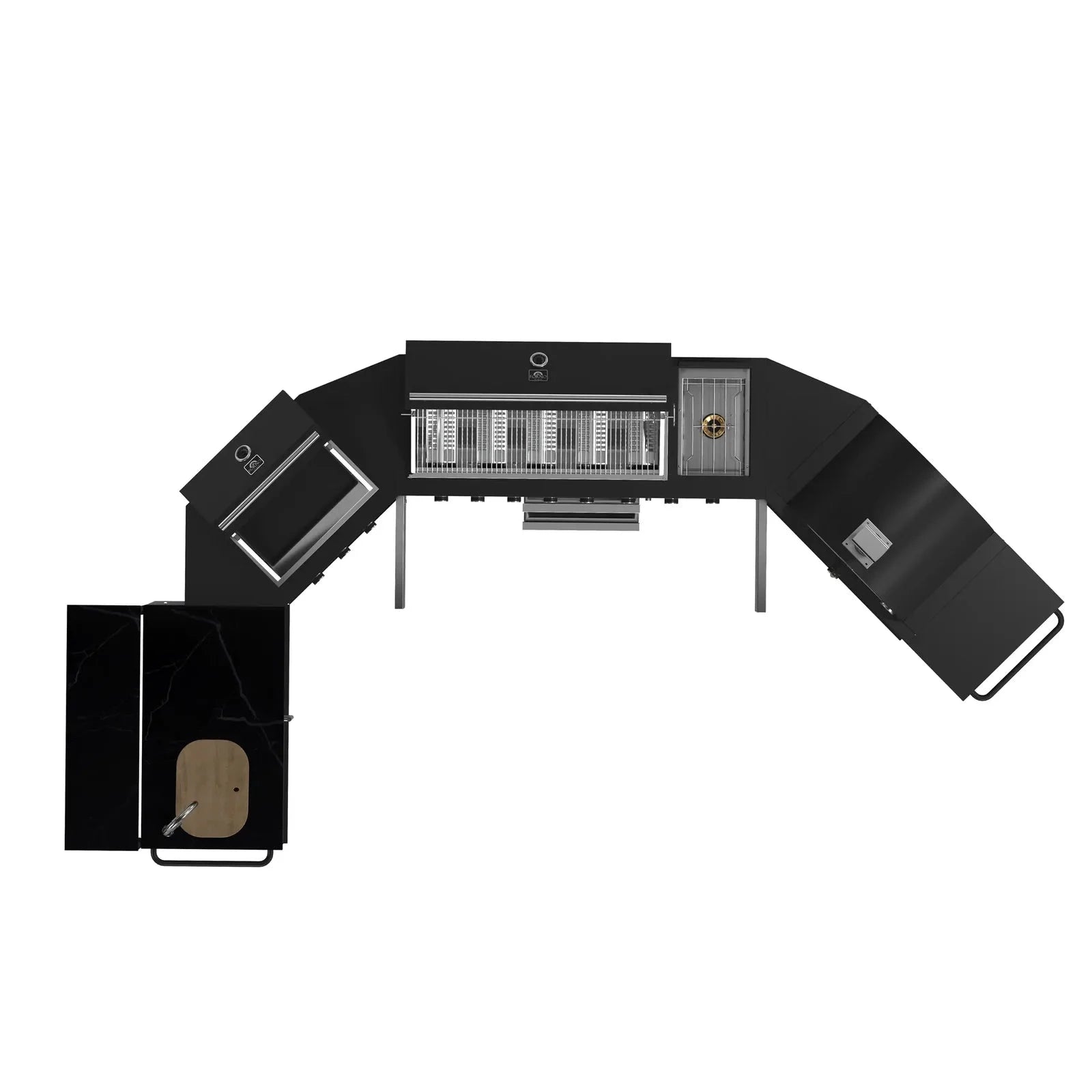 Forno All'Aperto FODKT2568BLK Outdoor Kitchen Set - Premium Stainless Steel BBQ Grill Island with Side Burner & Storage - Perfect for Backyard, Patio, and Poolside Entertaining