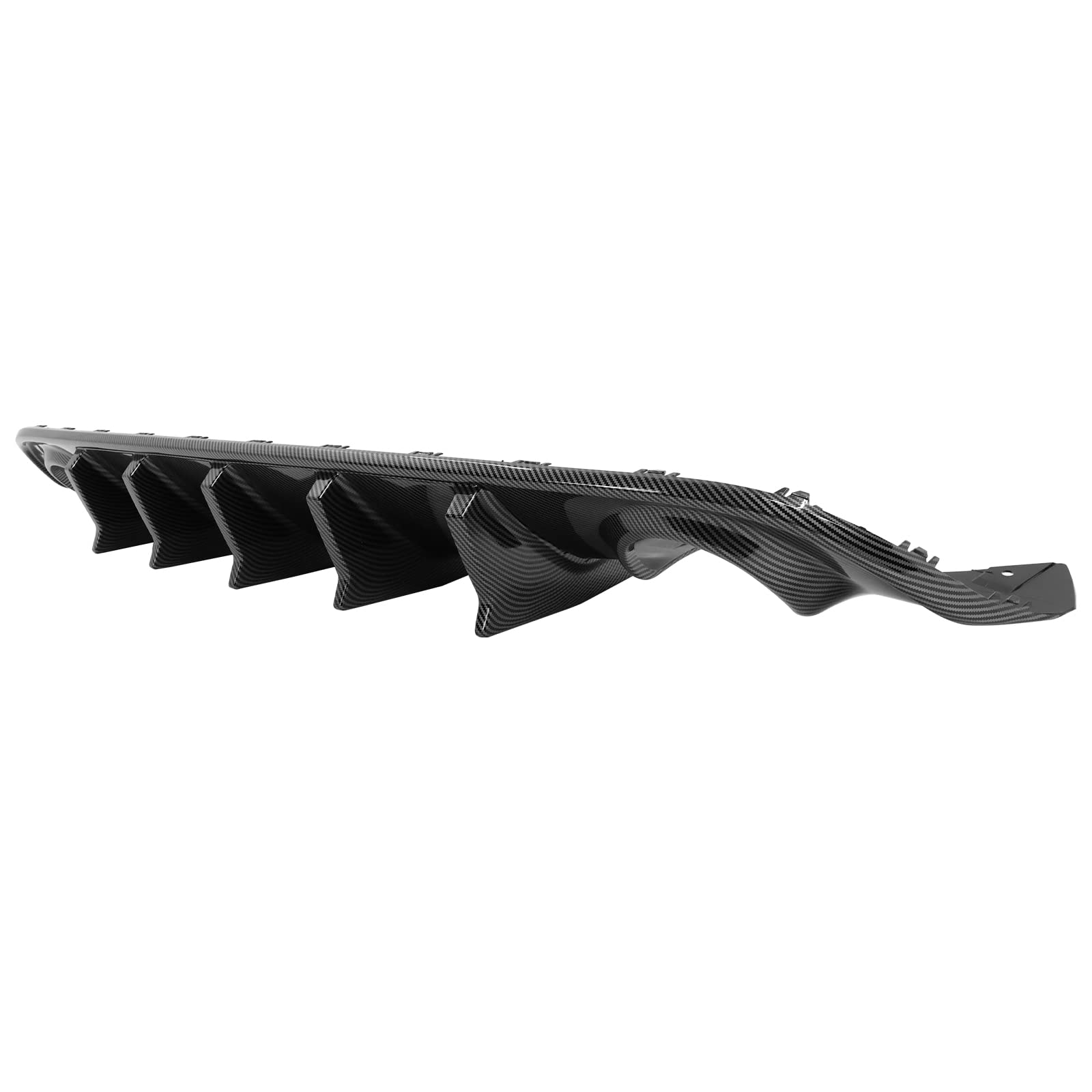 IKON MOTORSPORTS V2 Style Rear Bumper Diffuser - Carbon Fiber Print PP Lip Shark Fins for 2015-2023 Dodge Charger | Aggressive Styling Upgrade for Street Racing & Car Shows