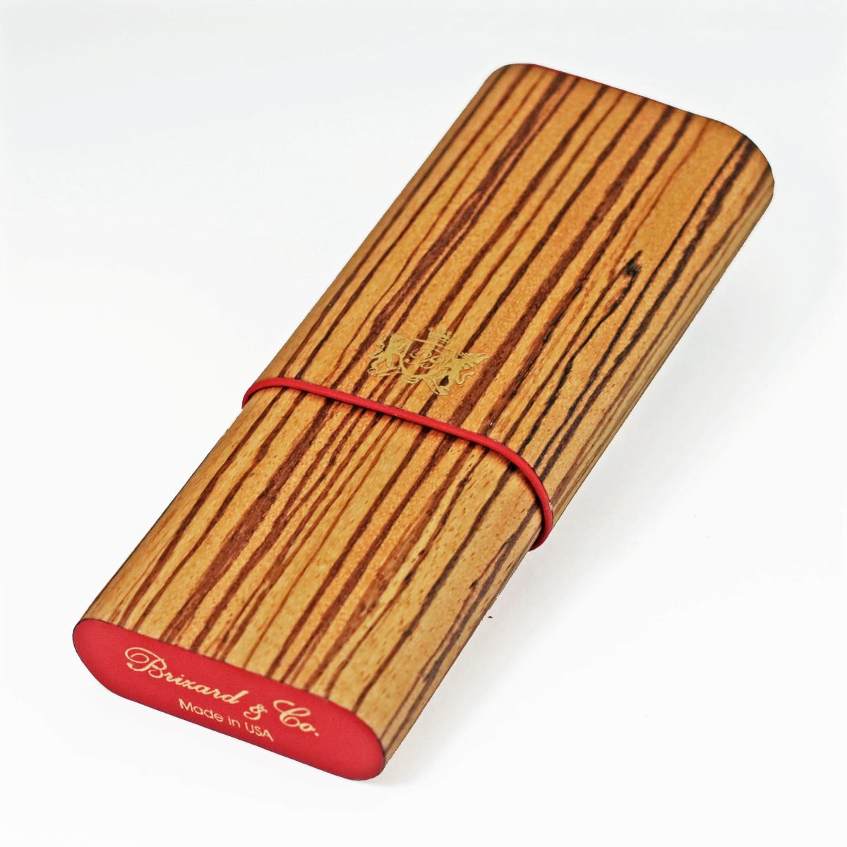 Premium Brizard & Co Showband 3 Cigar Case - Zebrawood & Racing Red Design - Perfect for Travel, Gifts & Cigar Enthusiasts