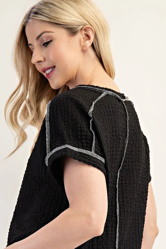 Celeste Plus Size Relaxed Fit Textured Short Sleeve Top for Women | Comfortable Casual Blouse for Everyday Wear, Office & Outings
