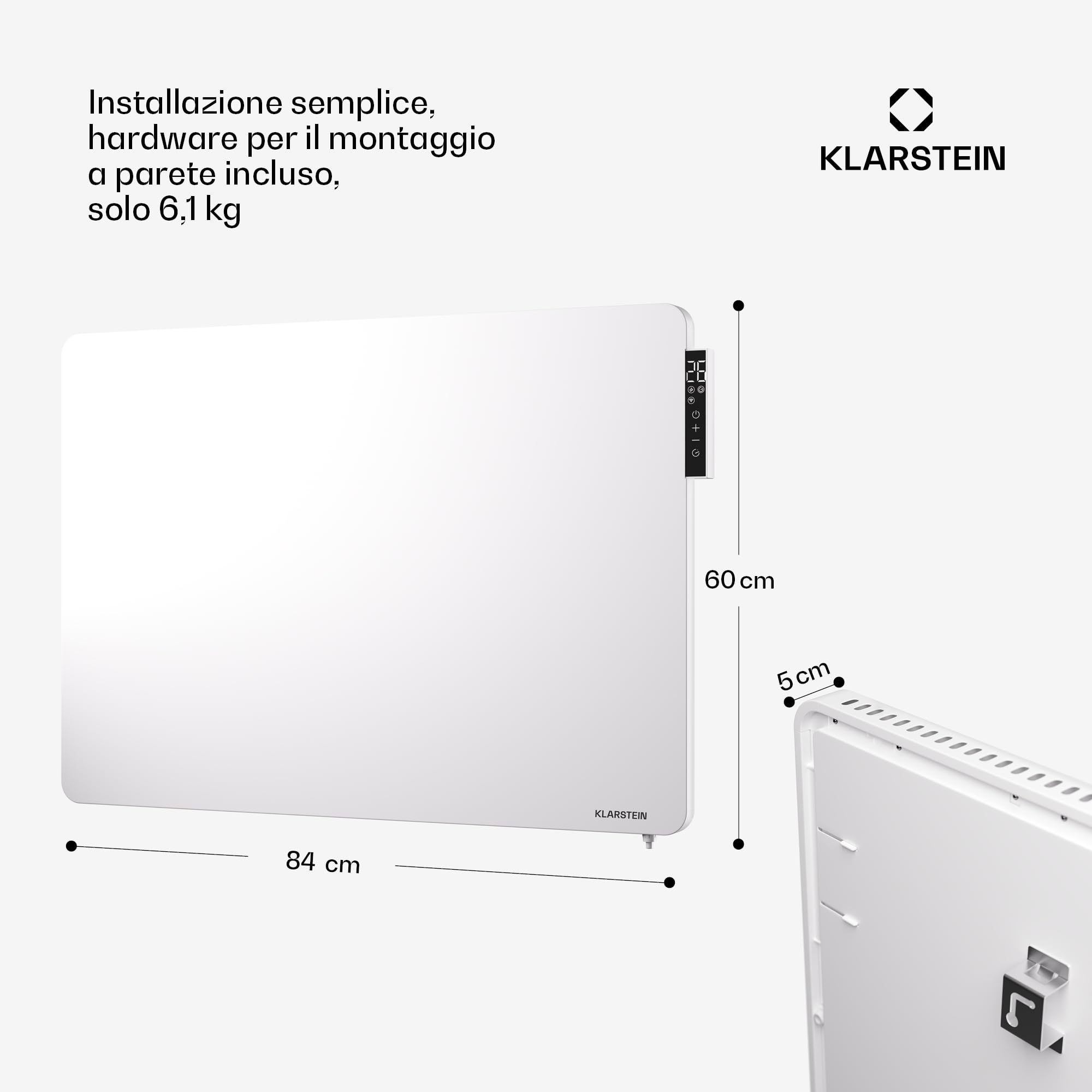 KLARSTEIN Energy Efficient 650W Infrared Electric Heater Panel with Remote Control & Timer - Carbon Free Heating Solution for Home, Office & Bedroom - Safe & Eco-Friendly Infrared Radiant Heating System