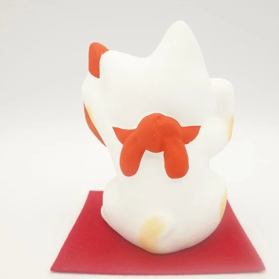 Nagahama Doll Japanese Maneki Neko (Beckoning Cat) White Lucky Cat Figure - Authentic Japanese Fortune Charm for Home & Office Decor