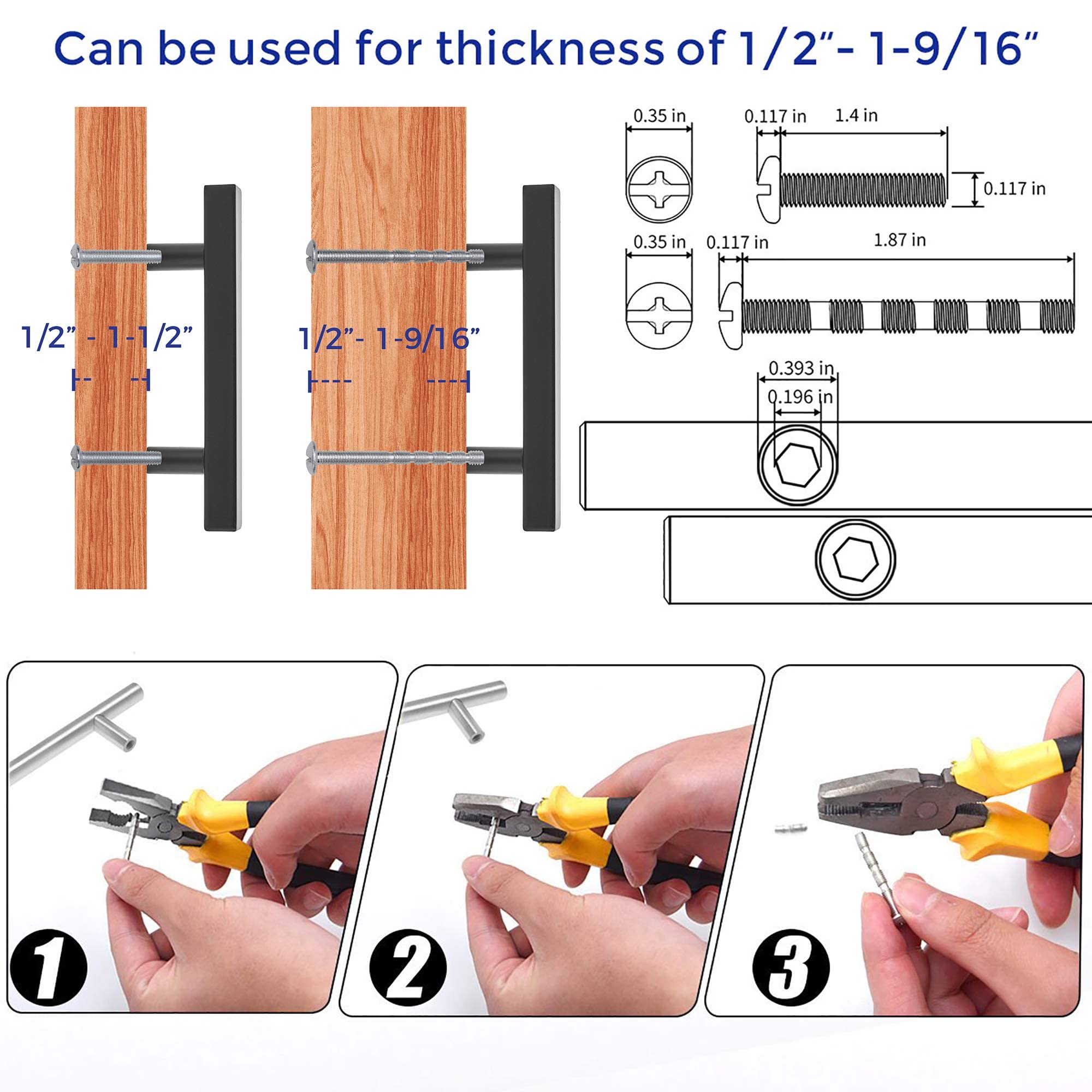 Ravinte 25 Pack 3 Inch Matte Black Cabinet Pulls - Kitchen Cabinet Handles with Drill Mounting Template (5in Overall Length) - Perfect for Modern Kitchen, Bathroom & Office Furniture Upgrade