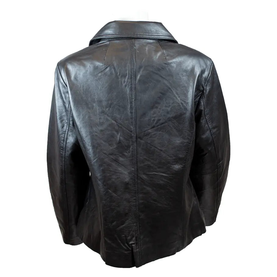 Stylish Women's Blazer Stitched Leather Jacket - Fashionable Office Wear & Evening Outfits for Professional Women