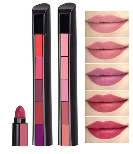 ELIIOUS Matte Lipstick Set - 2 Pack (Dark Red & Nude Shades) | Long Lasting, Non-Drying Crayon Lipstick | Perfect for Date Night, Office Wear & Everyday Makeup