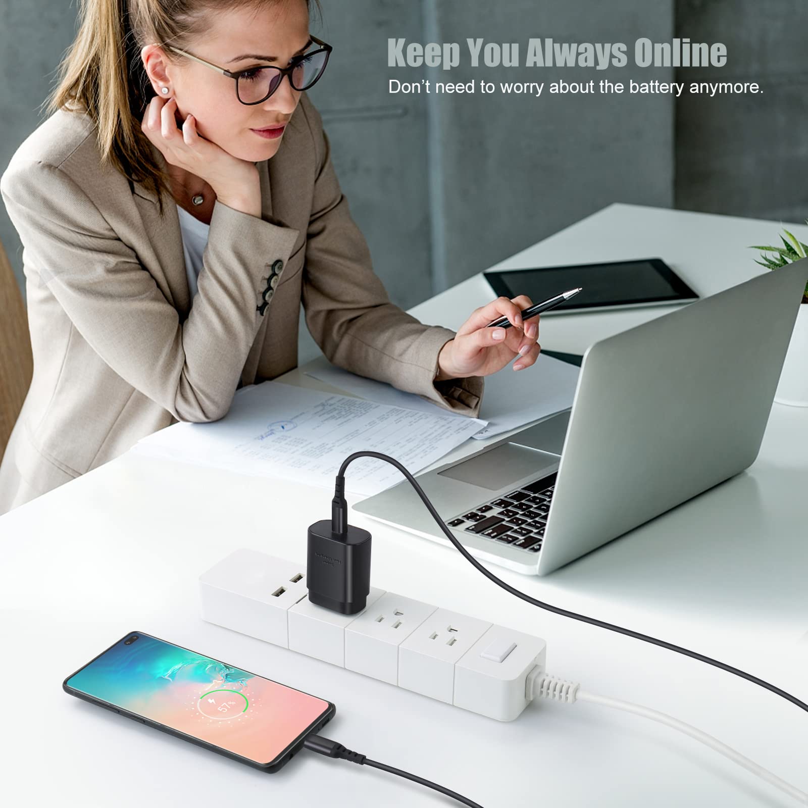 25W USB C Wall Charger - Super Fast Charging Block for Samsung Galaxy S25 Ultra/S24/S23FE/A16/A15/A54/A53, Z Flip6/Fold4/6, Note & Type C Devices (2-Pack) - Perfect for Travel, Home & Office Use