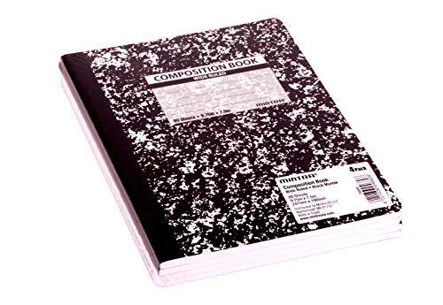 Mintra Office Composition Notebooks - 4 Pack, Wide Ruled for School & Work