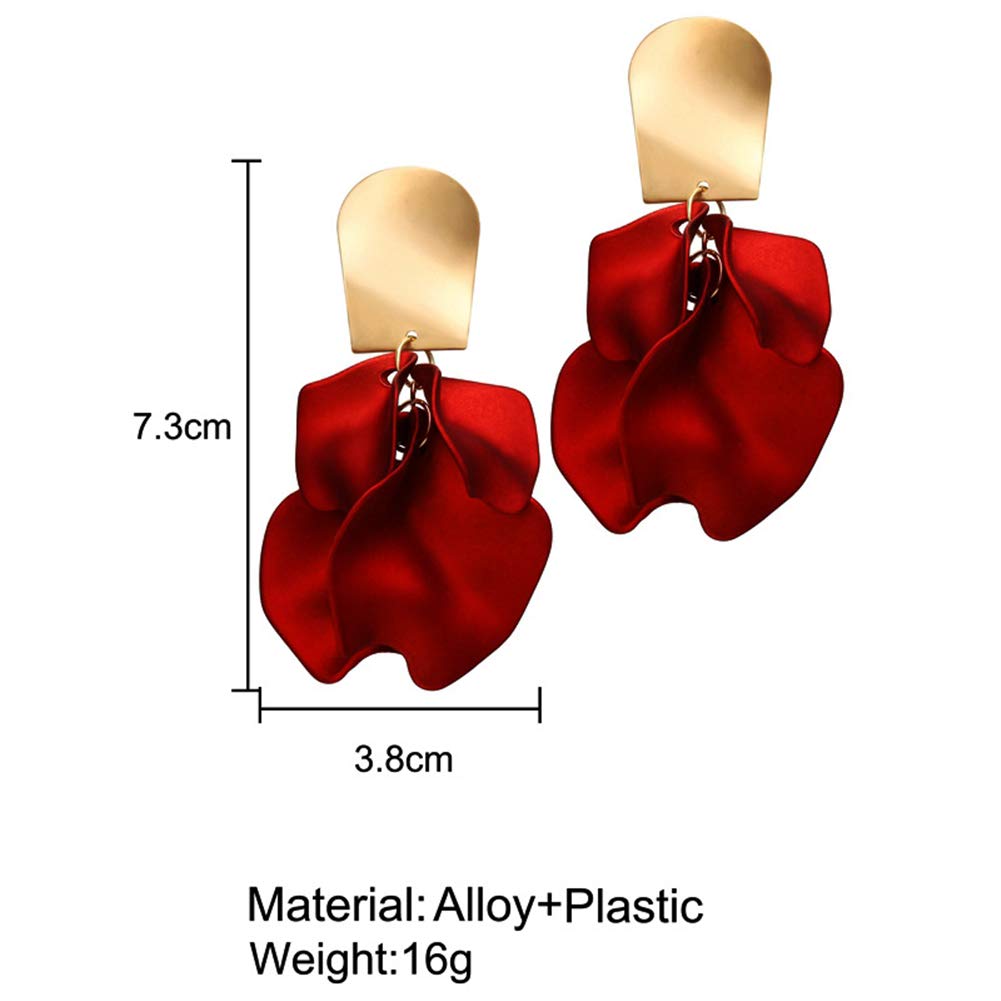 Elegant Rose Petal Dangle Earrings for Women - Long Drop Floral Tassel Statement Earrings - Exaggerated Tiered Flower Jewelry for Wedding, Party & Special Occasions