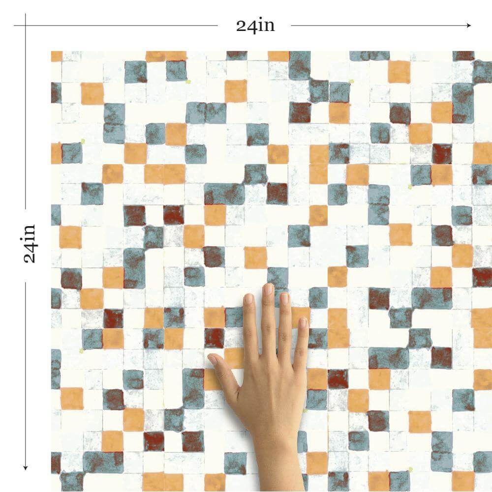 Teal Geometric Tile Adhesive Peel and Stick Removable Wallpaper 9792 - Self-Adhesive Wall Decal for Home, Office & Nursery Decor - Easy DIY Installation & Damage-Free Removal