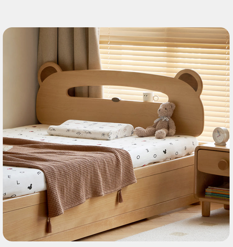 Solid Oak & Beech Wood Bear Night Light Box - Handcrafted Wooden Bedside Lamp for Kids Room, Nursery Decor, Cozy Bedtime Reading Light - Perfect Gift for Baby Showers & Children's Bedrooms