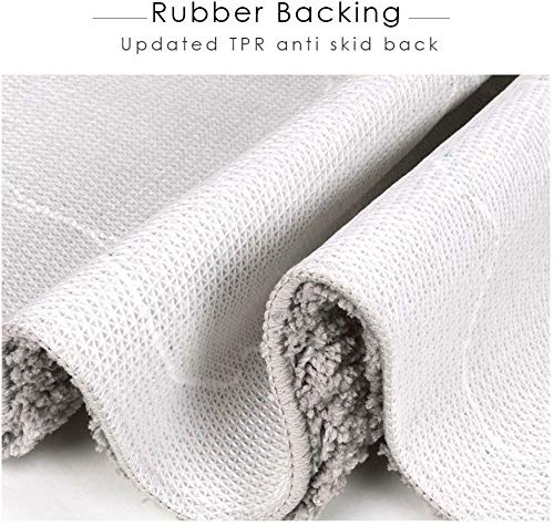 Premium 3-Piece Non-Slip Bathroom Rug Set - Ultra Soft Shower & Toilet Floor Mats - Water Absorbent Bath Mats for Bathroom, Living Room & Home Decor (Grey & White) - Perfect for Wet Floors, Modern Bathrooms & Cozy Home Spaces
