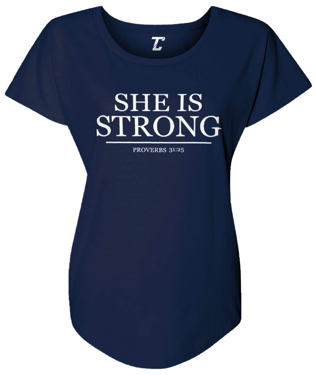 She is Strong - Motivational Women's Workout Gym T-Shirt | Comfortable Dolman Sleeve Design for Yoga, Running & Fitness Training
