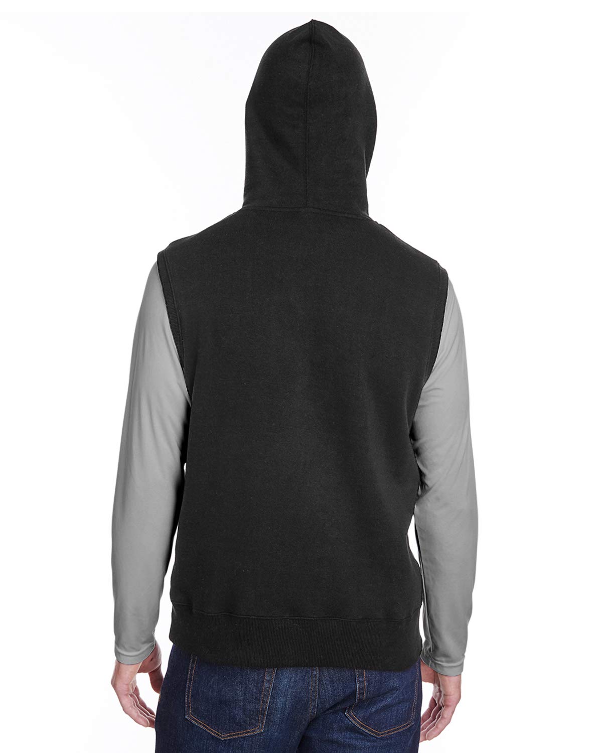 J America Men's Triblend Fleece Sleeveless Hooded Sweatshirt - Lightweight Comfort Pullover for Gym, Running & Outdoor Activities - Size M - Black